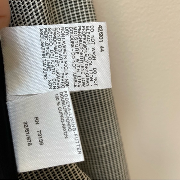 Max Mara Made in Italy Wool Linen Blend Gray Black White Textured Blazer Size 10 - Picture 5 of 9